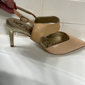 Sam Edelman New Bone and matte gold heel Shoes. SZ 8 M in Box